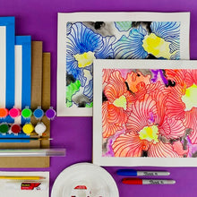 Load image into Gallery viewer, ALL AGES - Watercolor & Ink Floral Painting - SUPPLIES For 2 + VIDEO TUTORIAL (Mommy and Me Style)