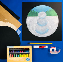 Load image into Gallery viewer, ADVANCED - Chalk Pastel Snowman Drawing - SUPPLIES + VIDEO TUTORIAL
