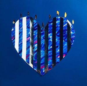 ALL AGES - Hanukkah Heart Menorah - Mixed Media Collage - SUPPLIES + VIDEO TUTORIAL