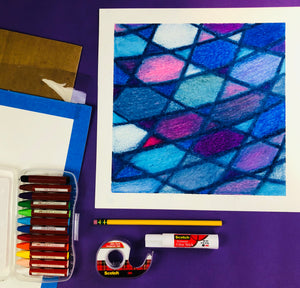 ALL AGES - Hanukkah Star of David Op Art Oil Pastel Drawing - SUPPLIES + VIDEO TUTORIAL