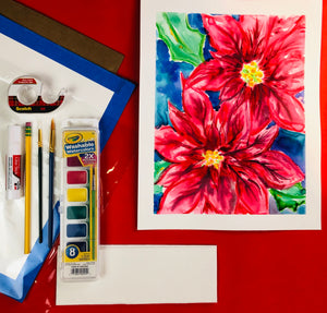 ALL AGES - Christmas Watercolor Poinsettia Painting - SUPPLIES + VIDEO TUTORIAL