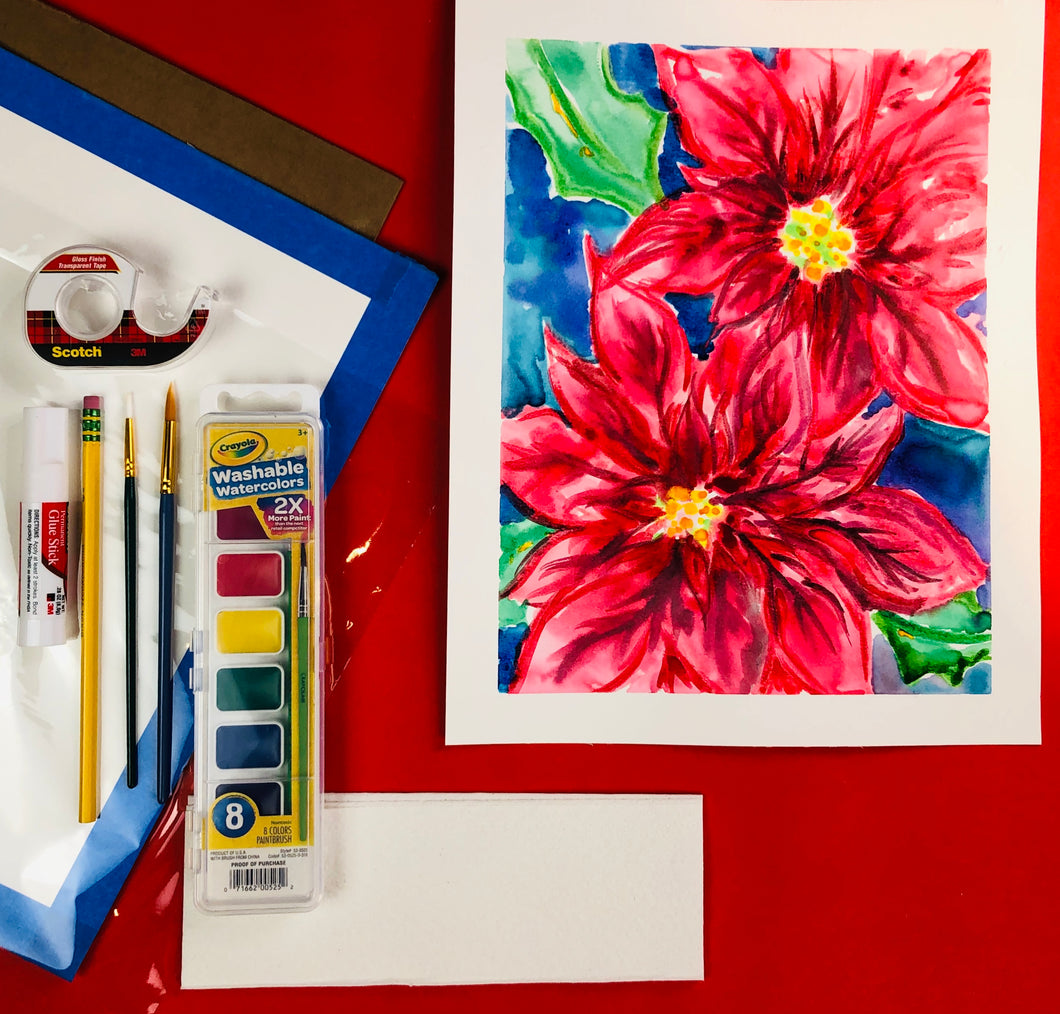 ALL AGES - Christmas Watercolor Poinsettia Painting - SUPPLIES + VIDEO TUTORIAL