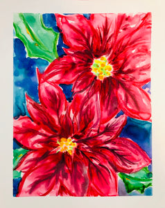 ALL AGES - Christmas Watercolor Poinsettia Painting - SUPPLIES + VIDEO TUTORIAL