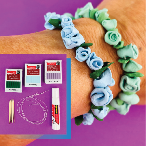 ALL AGES - Baked Clay Roses Bracelets - SUPPLIES + VIDEO TUTORIAL For 2 (Mommy and Me Style)