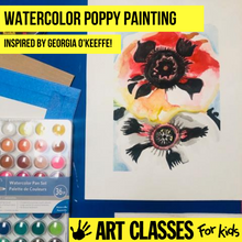 Load image into Gallery viewer, BEGINNER - Georgia O&#39;Keeffe Inspired Floral Watercolor
